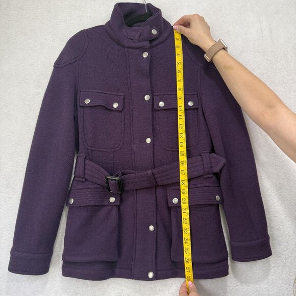 Peter Millar Jacket Womens Medium Purple Merino Wool Belted Safari Field Coat - Picture 2 of 8